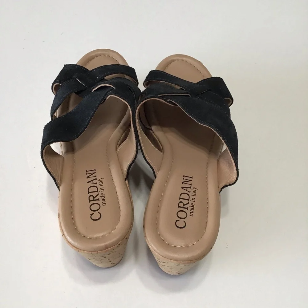 Cordani platform wedge strap black leather suede size 41 made in Italy